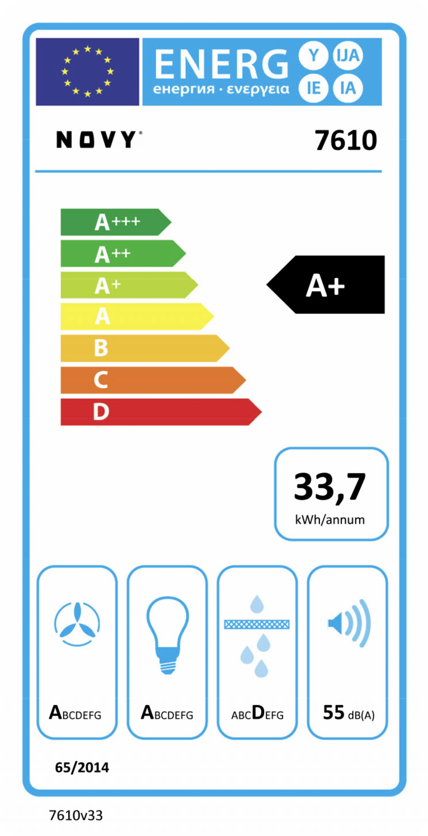 NOVY 7610 Flatline wandschouwdampkap - 120cm