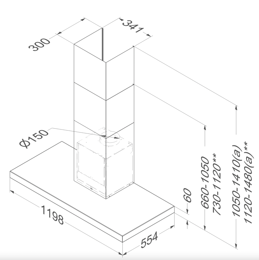 NOVY 7612 Flatline wandschouwdampkap - 120cm