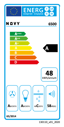 NOVY 6500 wandschouwdampkap - 60cm
