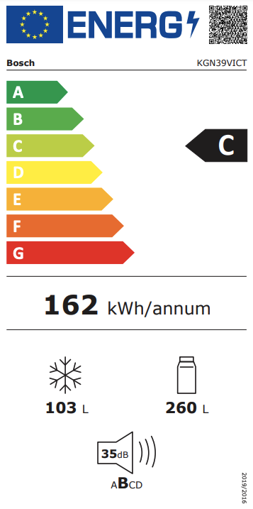 BOSCH KGN39VICT SERIE 4 vrijstaande koel-/vriescombinatie - 203cm