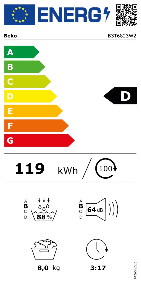 BEKO B3T6823W2 droogkast - warmtepomp