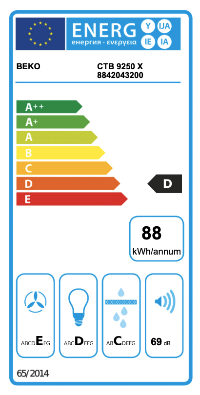 BEKO CTB9250X telescopische dampkap - 90cm