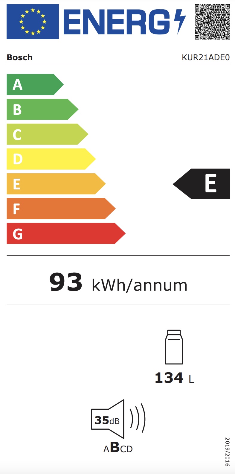 BOSCH KUR21ADE0 SERIE 6 onderbouw koelkast zonder vriesvak - 82cm BOSCH KUR21ADE0 SERIE 6 onderbouw koelkast zonder vriesvak - 82cm
