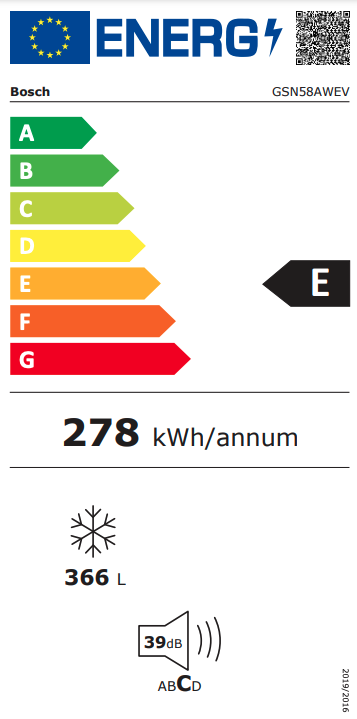BOSCH GSN58AWEV SERIE 6 vrijstaande vriezer - 191cm