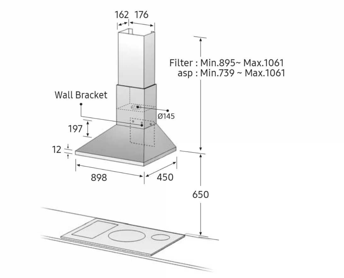 SAMSUNG NK36M3050PS wandschouwdampkap - 90cm