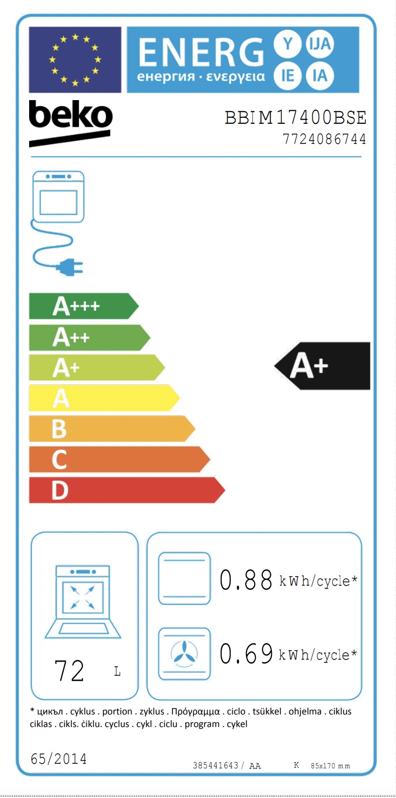 BEKO BBIM17400BSE multifunctionele oven - 60cm