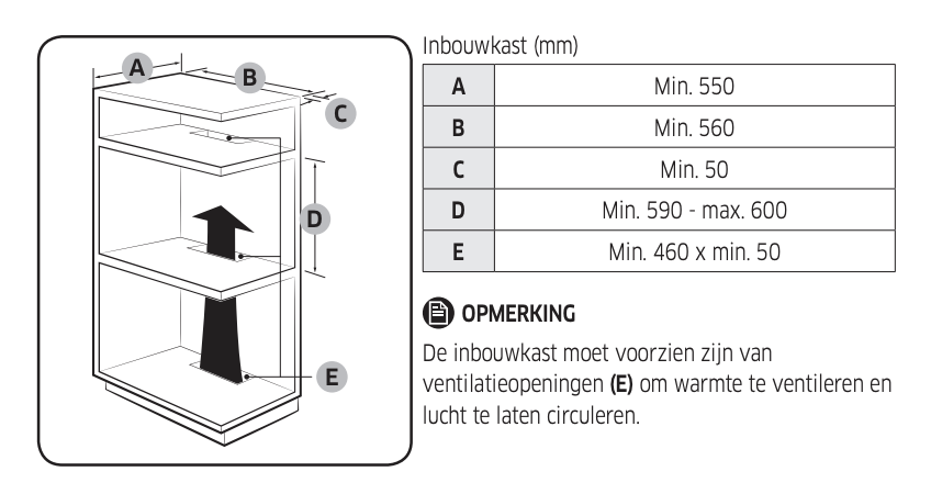 SAMSUNG NV68A1170BS multifunctionele oven - 60cm