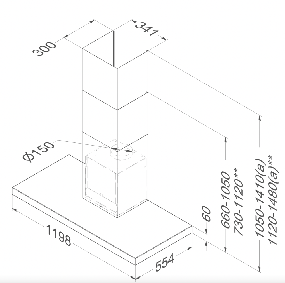 NOVY 7615 Flatline wandschouwdampkap - 120cm
