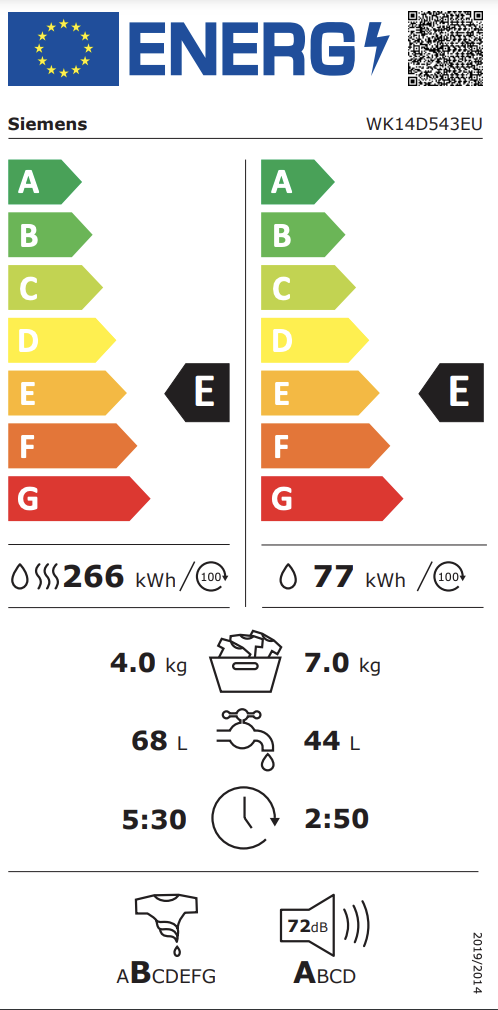 SIEMENS WK14D543EU IQ500 was- droogcombinatie