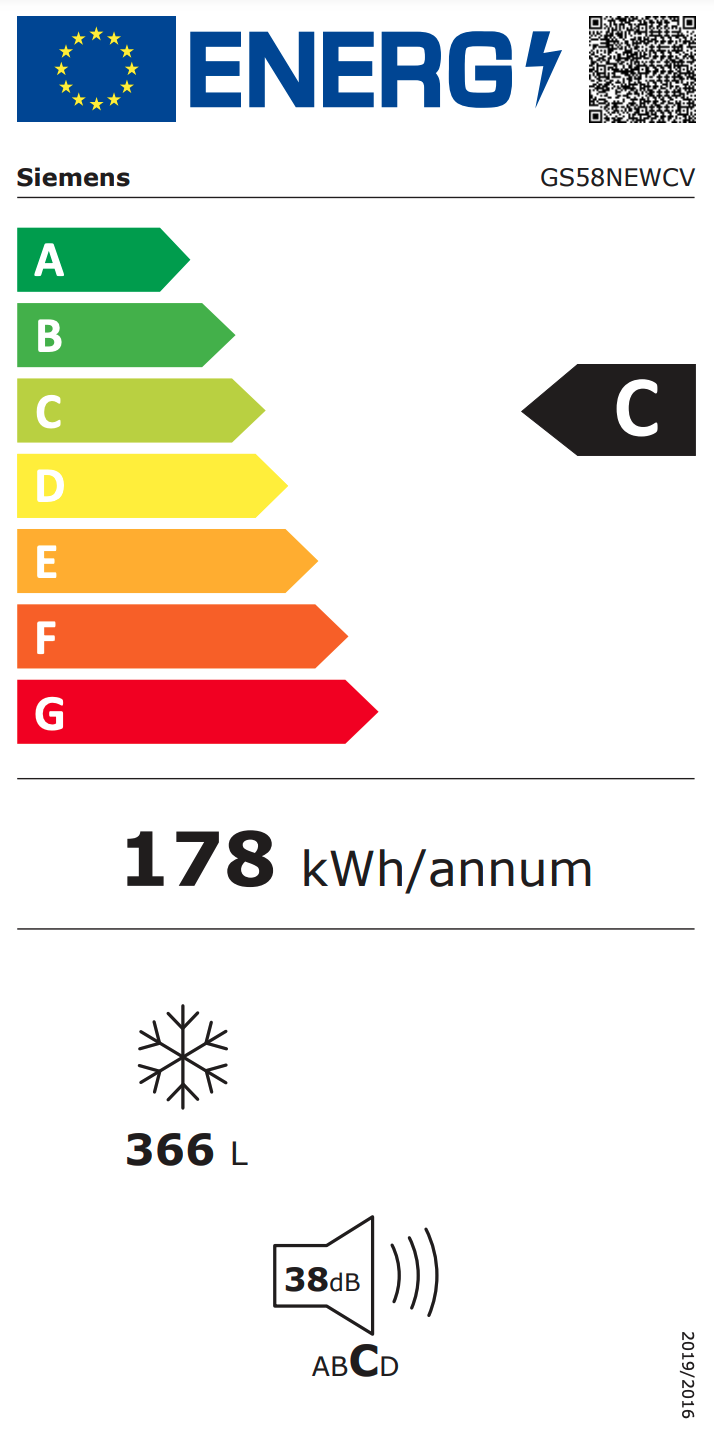 SIEMENS GS58NEWCV IQ500 vrijstaande vriezer - 191cm