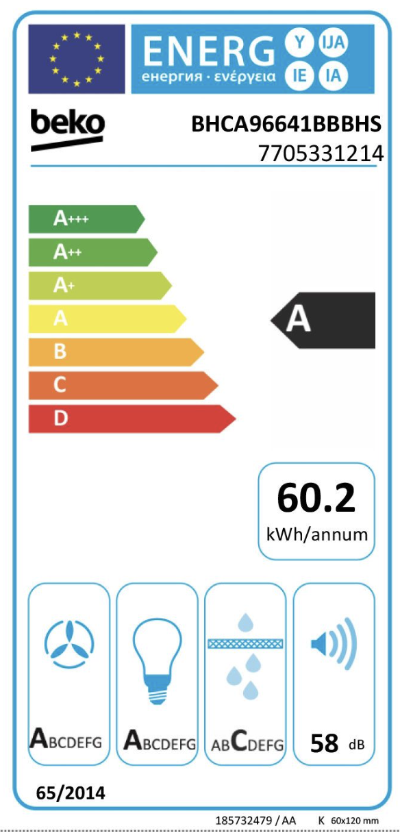 BEKO BHCA96641BBBHS headfree dampkap - 90cm