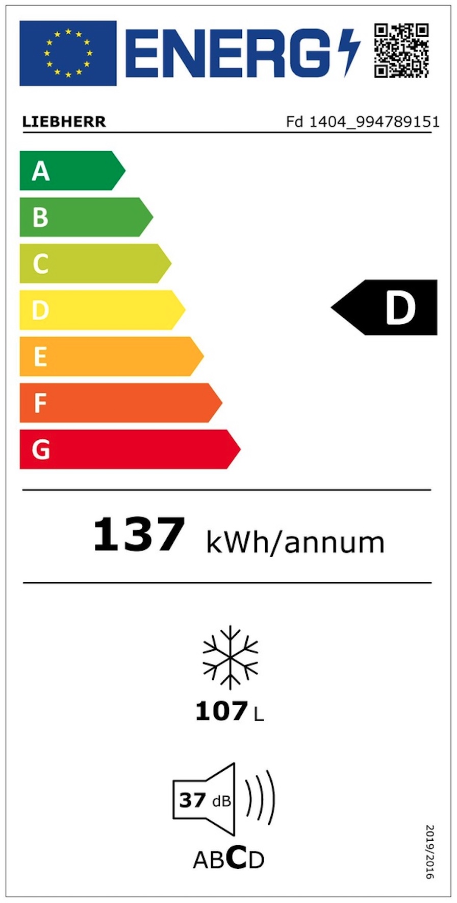 LIEBHERR FD140420 vrijstaande vriezer