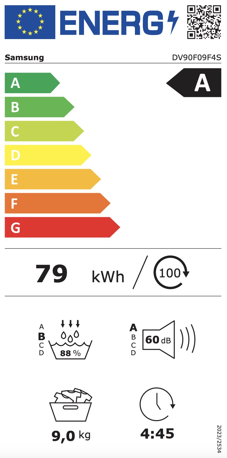 SAMSUNG DV90F09F4SU3 droogkast - warmtepomp