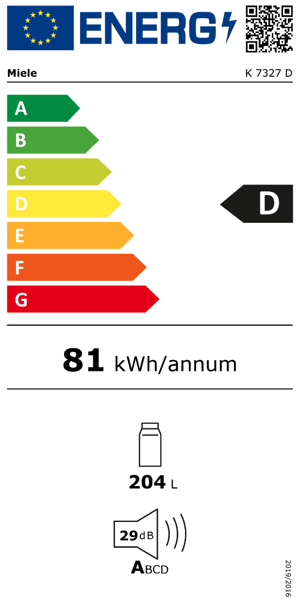 MIELE K7327D koelkast zonder vriesvak - 122cm MIELE K7327D koelkast zonder vriesvak - 122cm