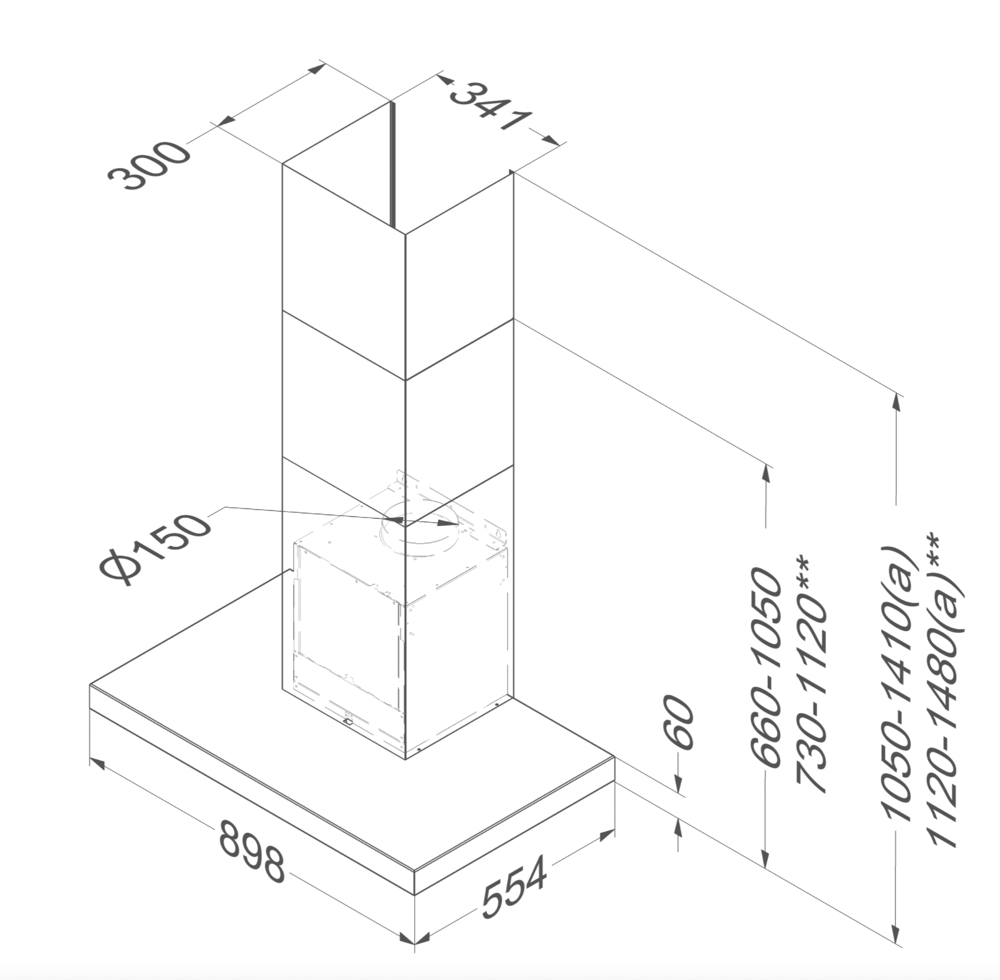 NOVY 7605 Flatline wandschouwdampkap - 90cm