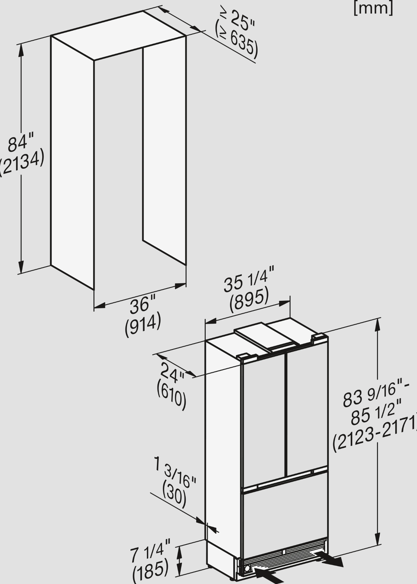 MIELE KFMC3844FD side-by-side - 213cm