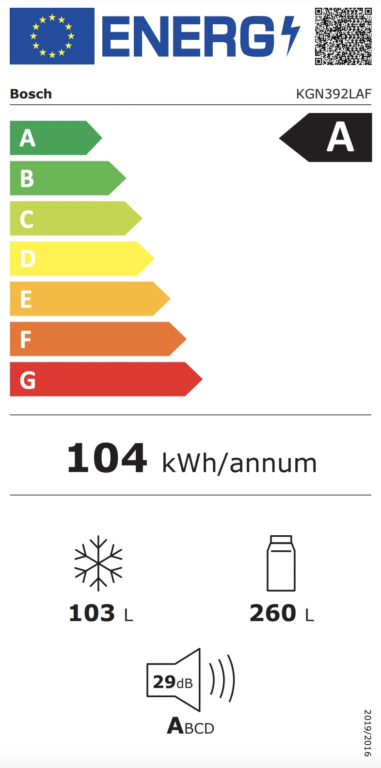 BOSCH KGN392LAF SERIE 4 vrijstaande koel-/vriescombinatie - 203cm