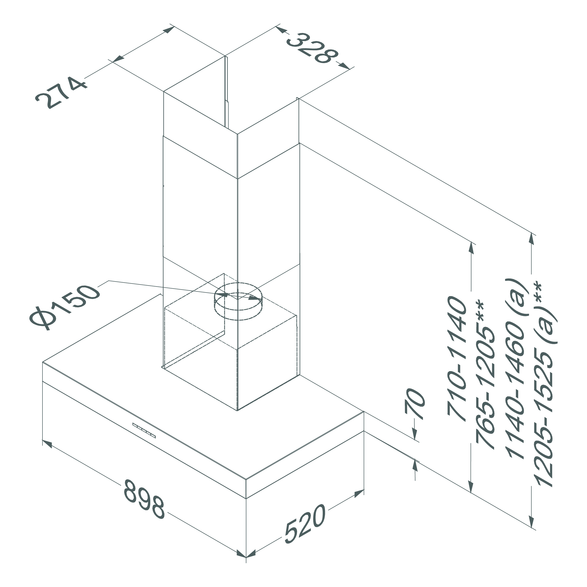 NOVY 6510 wandschouwdampkap - 90cm