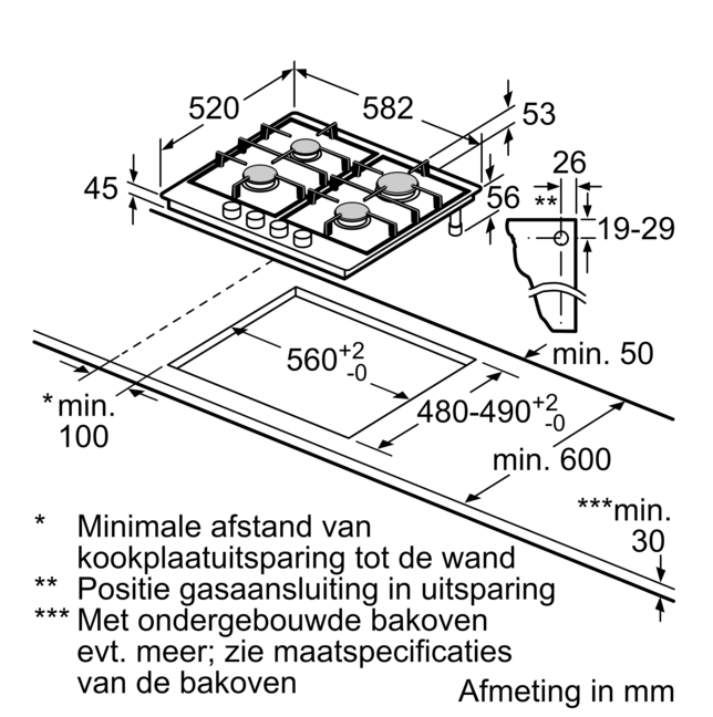 BOSCH PCP6A5I90 gaskookplaat - 60cm