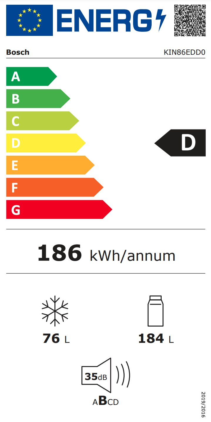 BOSCH KIN86EDD0 SERIE 6 koel-/vriescombinatie - 177,5cm
