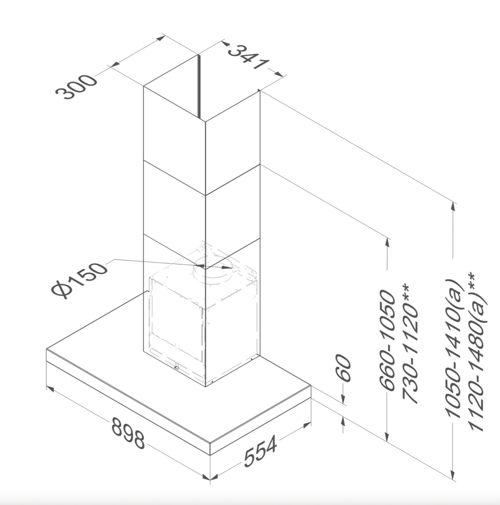 NOVY 7602 Flatline wandschouwdampkap - 90cm
