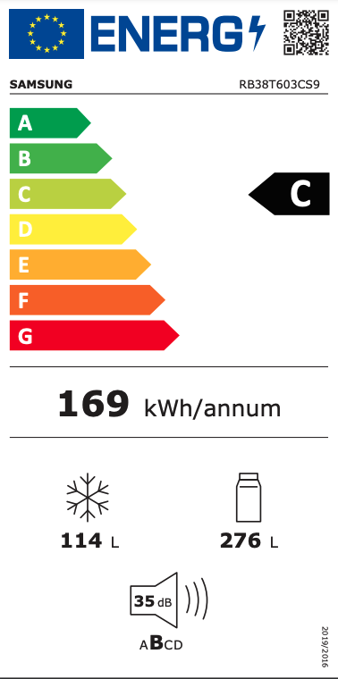 SAMSUNG RB38C603CS9/EF vrijstaande koel-/vriescombinatie - 203cm