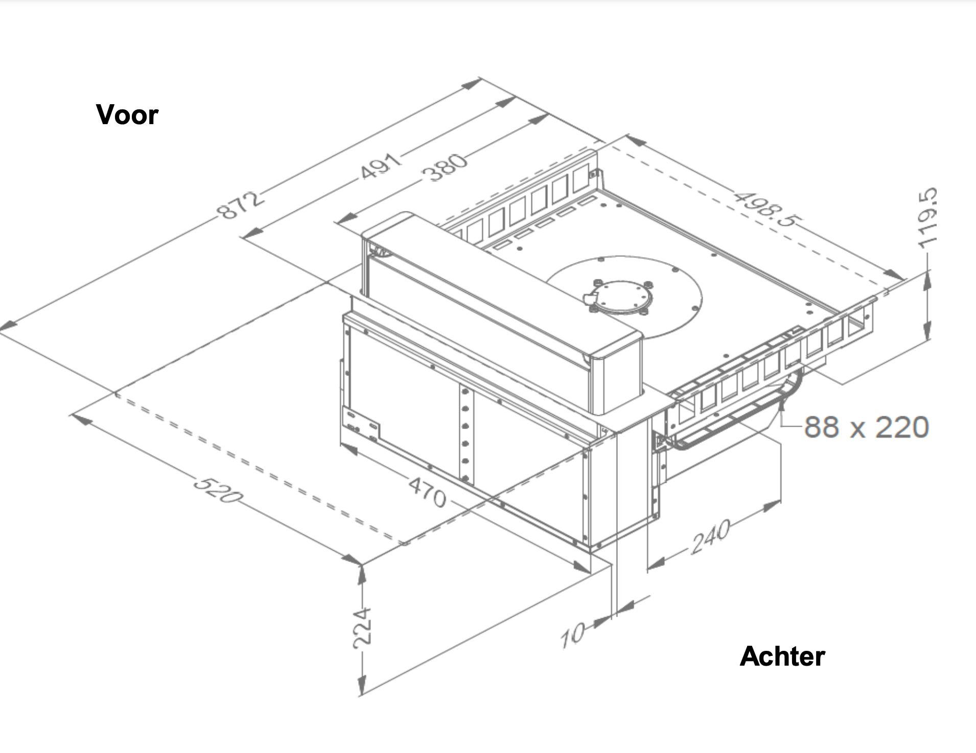 NOVY 40004 kookplaat met afzuiging - 87cm