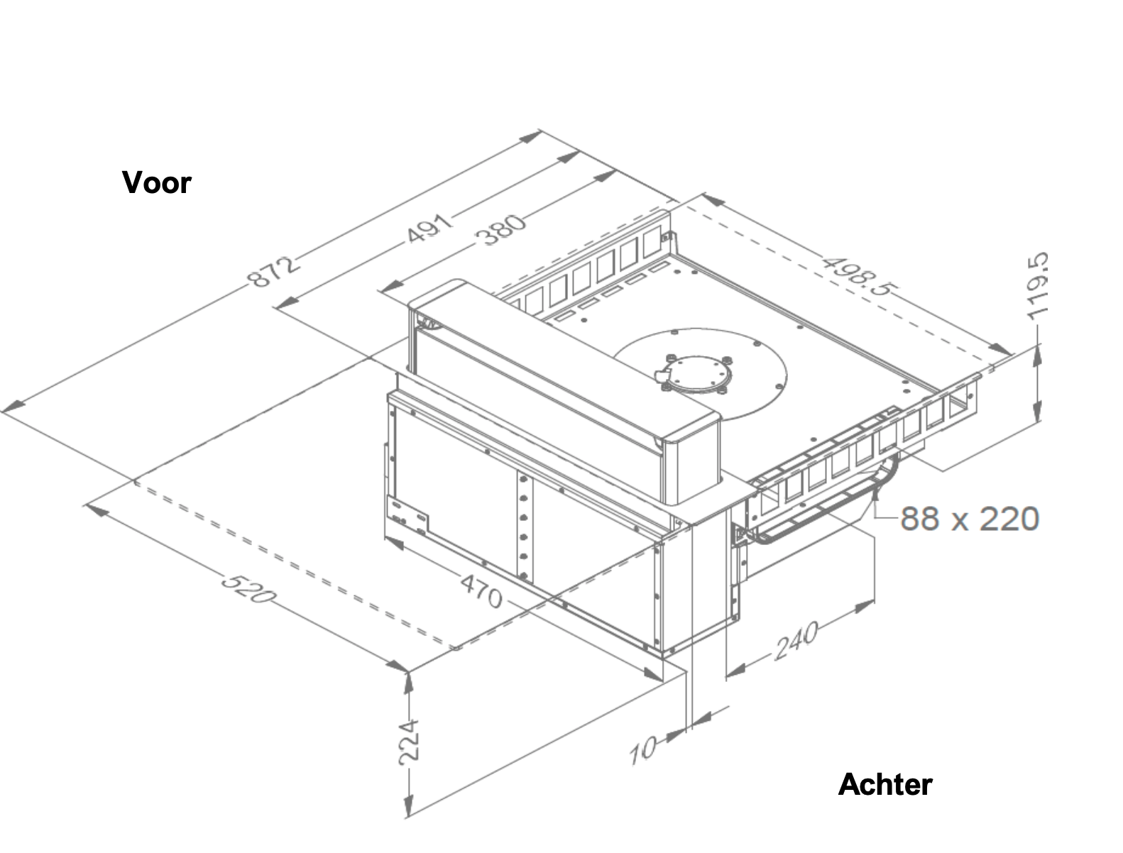 NOVY 40008 kookplaat met afzuiging - 87cm