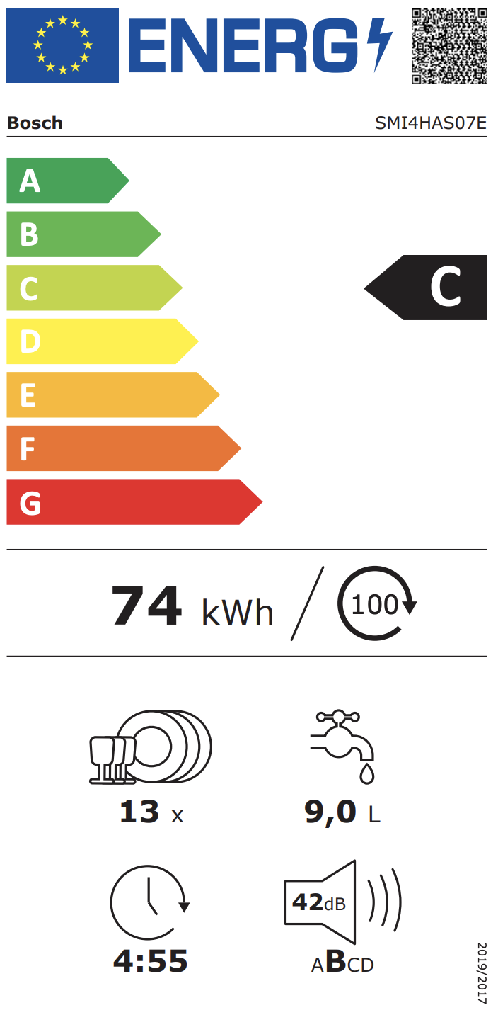 BOSCH SMI4HAS07E Series 4 vaatwasser met bedieningspaneel