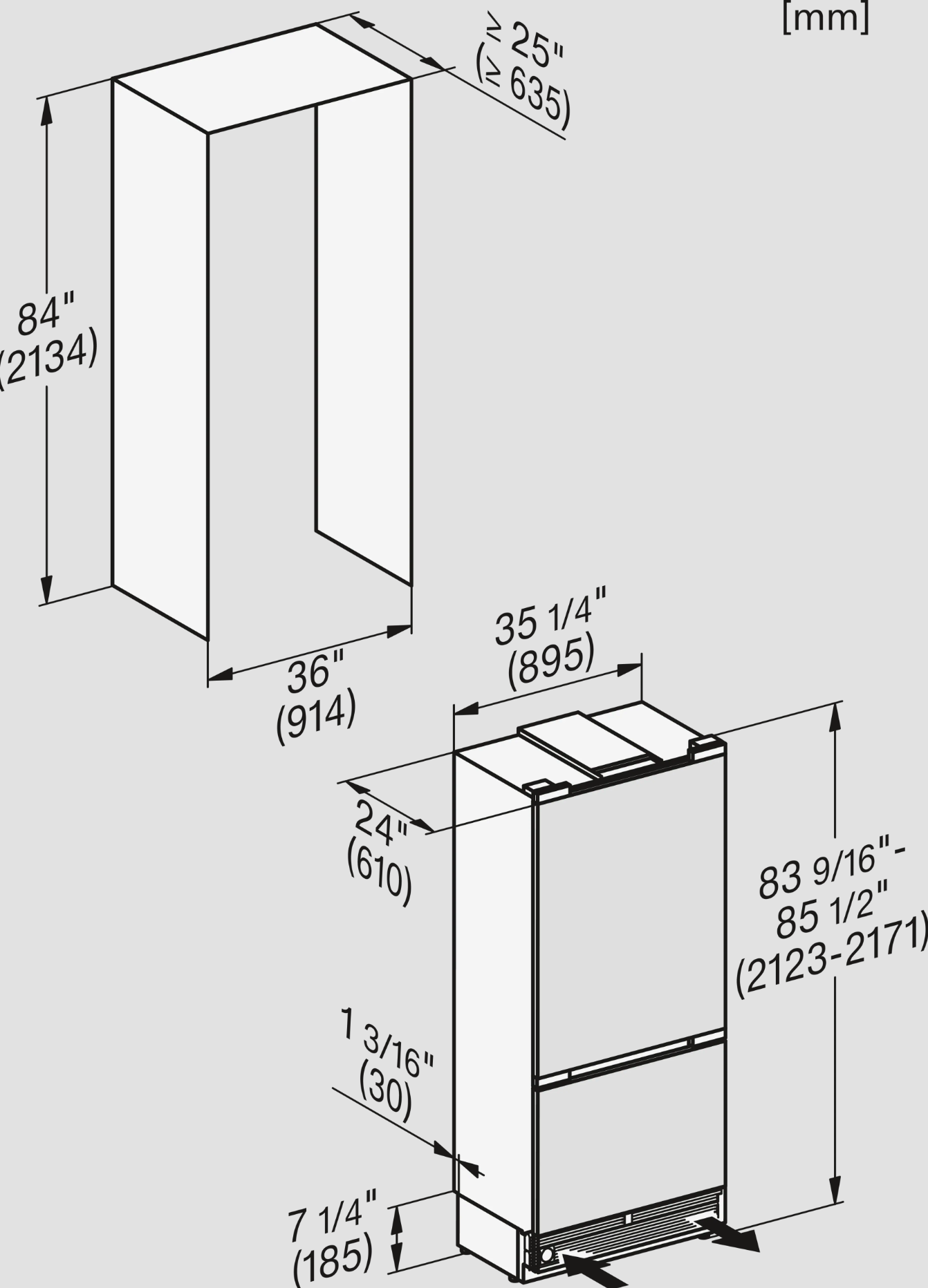 MIELE KFMC3844L koel-/vriescombinatie - 213cm