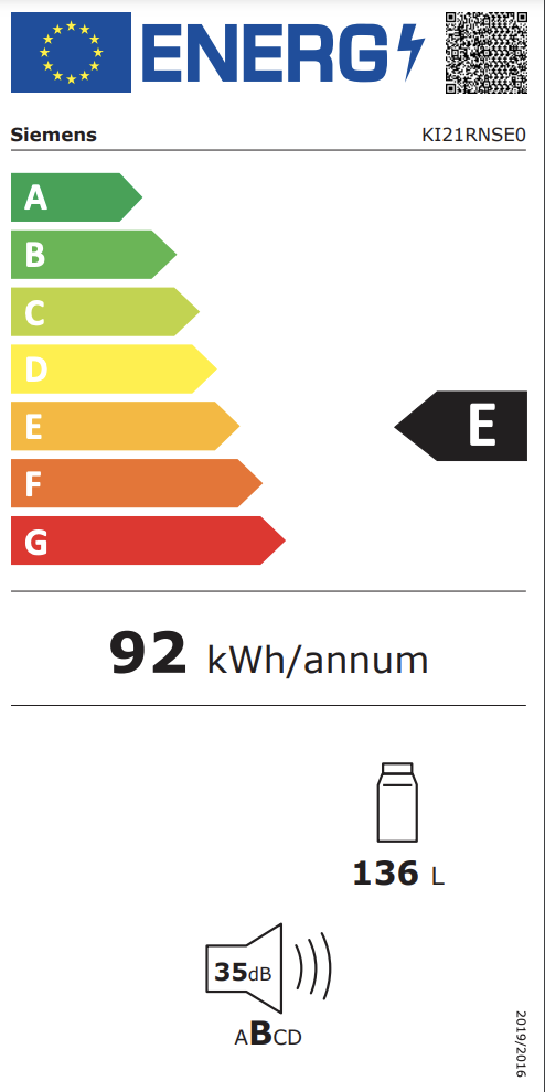 SIEMENS KI21RNSE0 IQ100 koelkast zonder vriesvak - 88cm SIEMENS KI21RNSE0 IQ100 koelkast zonder vriesvak - 88cm