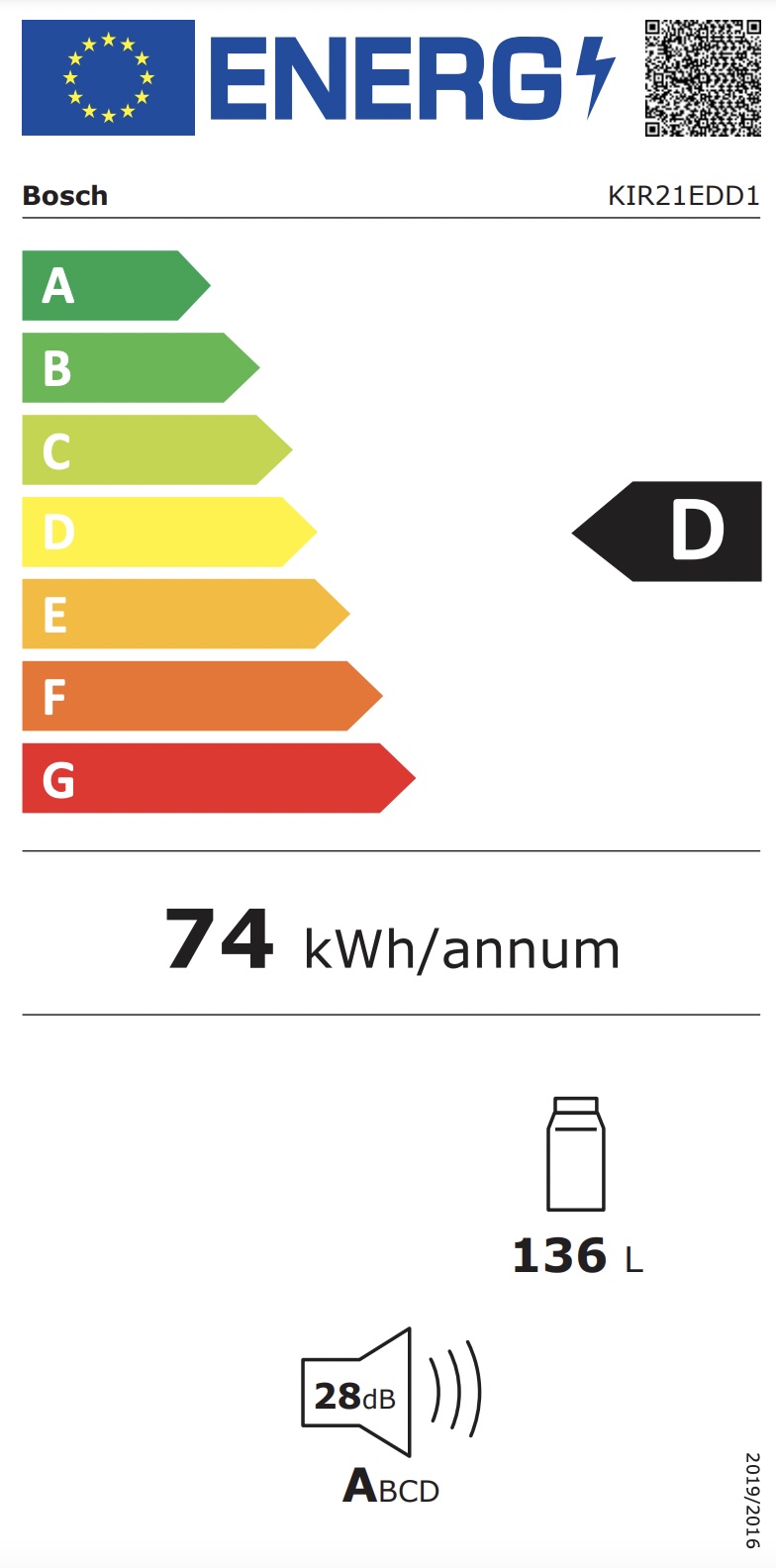 BOSCH KIR21EDD1 SERIE 6 koelkast zonder vriesvak - 88cm BOSCH KIR21EDD1 SERIE 6 koelkast zonder vriesvak - 88cm
